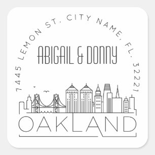 Sticker Carré Mariage Oakland   Sceau d'enveloppe préadressé