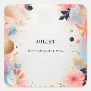 Sticker Carré Mariage Paillettes Ombre Pastel Clair et Lumineux