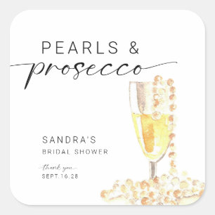 Sticker Carré Mariage Pearl et Prosecco Personnalisé Minimaliste