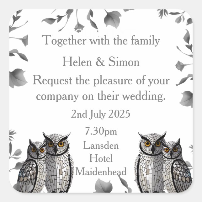 Sticker Carré Mariage personnalisé (Devant)