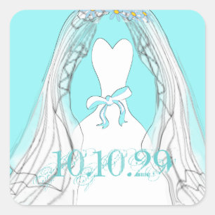 Sticker Carré Mariage personnalisé couleur Arrière - plan Enregi