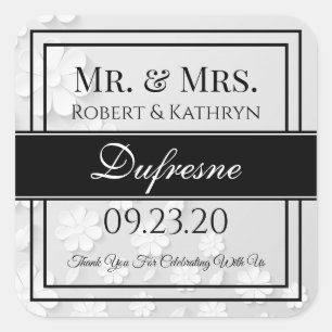 Sticker Carré Mariage personnalisé/Étiquette d'anniversaire