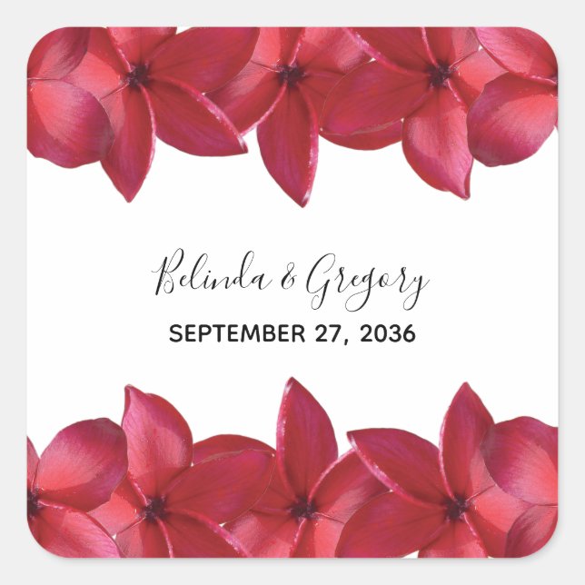 Sticker Carré Mariage Red Plumeria Frangipani (Devant)