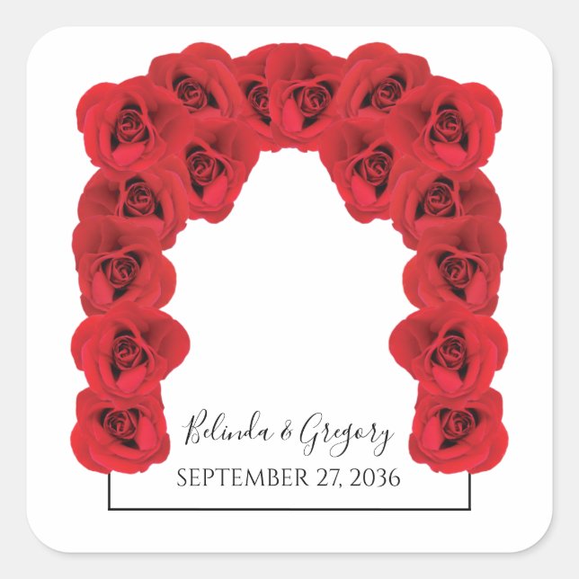 Sticker Carré Mariage Red Roses (Devant)