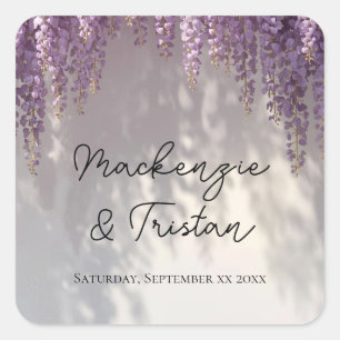 Sticker Carré Mariage Romantique aux Glycines