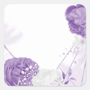 Sticker Carré mariage romantique blanc & violet