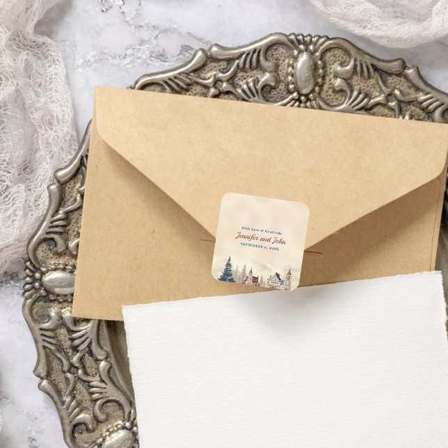 Sticker Carré Mariage romantique d'hiver (Créateur téléchargé)