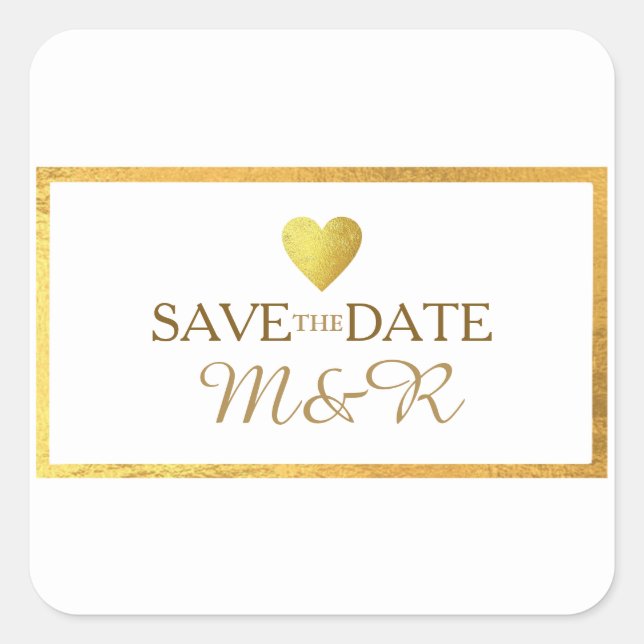 Sticker Carré mariage romantique léger enregistrer la date (Devant)