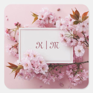 Sticker Carré Mariage rose Sakura Cherry Blossom