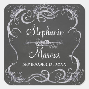Sticker Carré Mariage rustique de la feuille typographique
