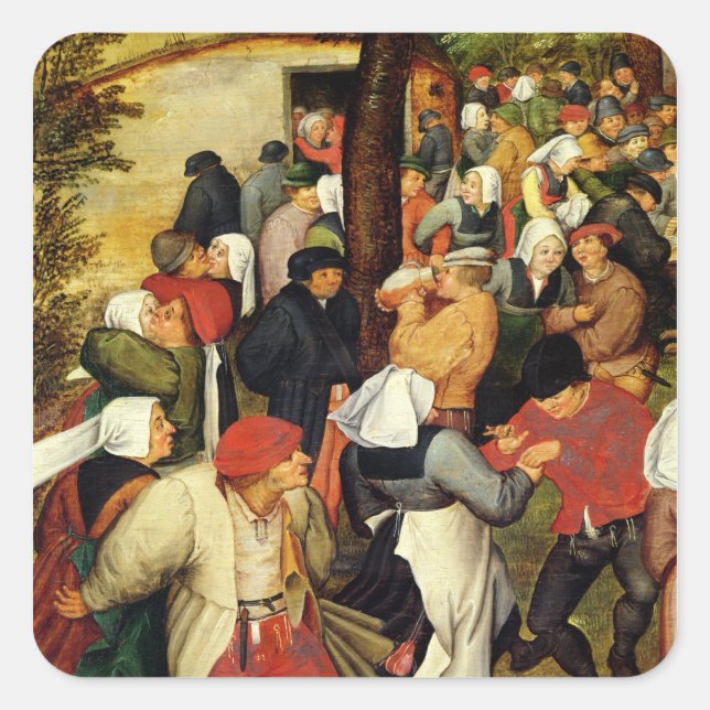 Sticker Carré Mariage rustique, détail des gens qui dansent (Devant)