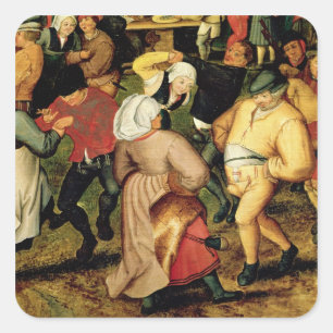 Sticker Carré Mariage rustique, détail des gens qui dansent