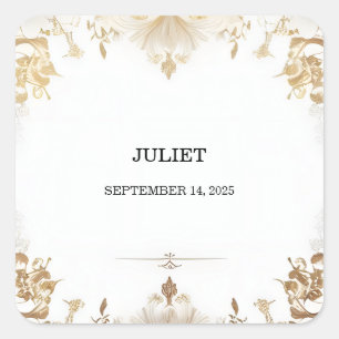 Sticker Carré Mariage Simple Formel Classique Vierge Cérémonie d