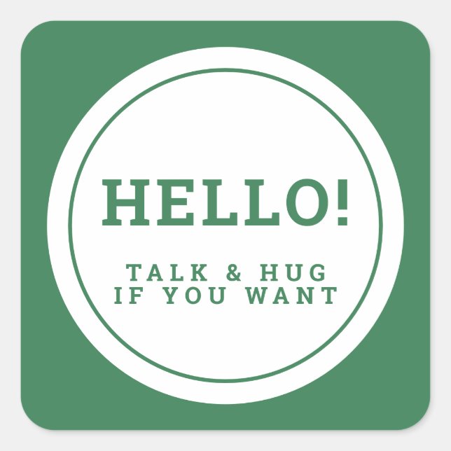 Sticker Carré Mariage social distance accueil vert bonjour (Devant)