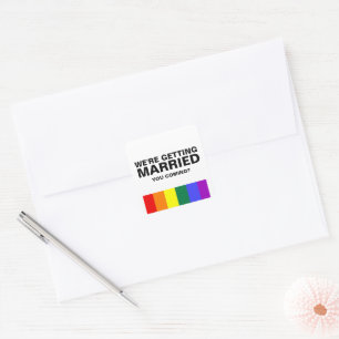 Sticker Carré Mariage Sonne Gay Fun Rainbow Pride