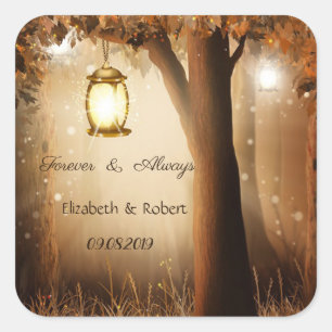 Sticker Carré Mariage sous l'arbre rustique vintage