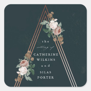 Sticker Carré Mariage structural pyramidal floral boho 