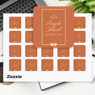 Sticker Carré Mariage Terracotta Gold