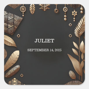 Sticker Carré Mariage traditionnel africain brun Nigeria Fête de