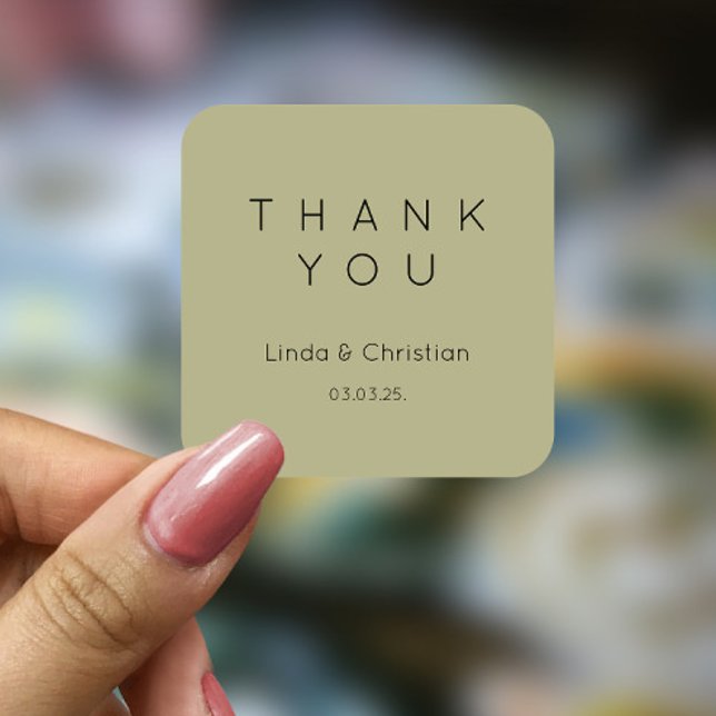 Sticker Carré Mariage vert Sage (Créateur téléchargé)