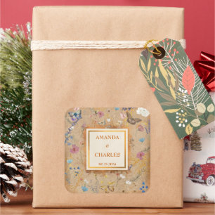 Sticker Carré Mariage Vintage du Jardin des papillons