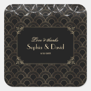 Sticker Carré Mariage vintage Gold Art Déco Fleur de lis