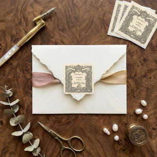 Sticker Carré Mariage Vintage Gothique à Blason à Arche 