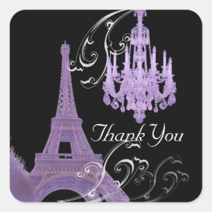 Sticker Carré Mariage vintage Paris Tour Eiffel