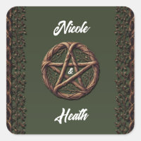 Mariage Wiccan vert Olive Twig Pentacle bois