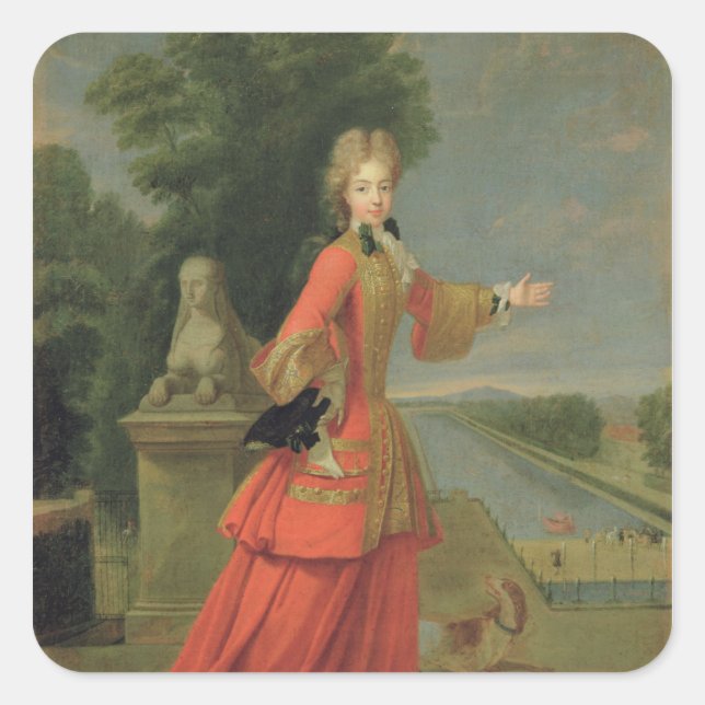 Sticker Carré Marie-Adelaide de Savoie en robe de chasse (Devant)
