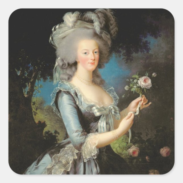 Sticker Carré Marie Antoinette avec un Rose, 1783 (Devant)