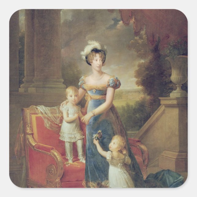 Sticker Carré Marie-Caroline de Bourbon avec ses Enfants (Devant)