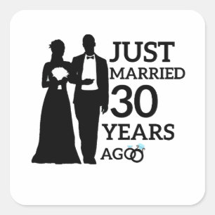 Sticker Carré Marié il y a 30 ans, couple du 30e anniversaire