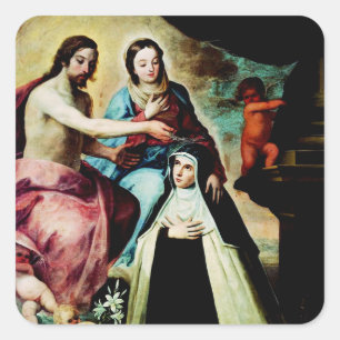 Sticker Carré Marie-Madeleine de Pazzi par Pedro de Moya