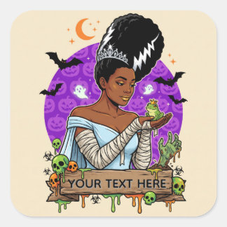 Sticker Carré Mariée de Frankenstein Mariée Noire Glamour