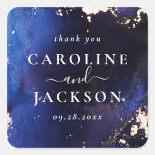 Sticker Carré Marine Blue Gold Galaxy Mariage Favor