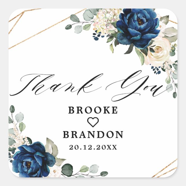 Sticker Carré Marine Gold White Champagne Ivory Mariage géométri (Devant)