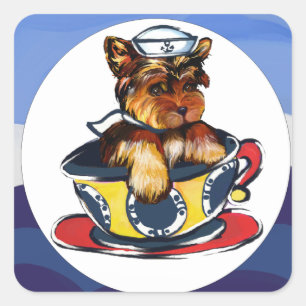 Sticker Carré Marine Yorkie Poo