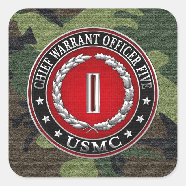 Sticker Carré Marines des États-Unis : Adjudant-chef cinq (Adjud (Devant)