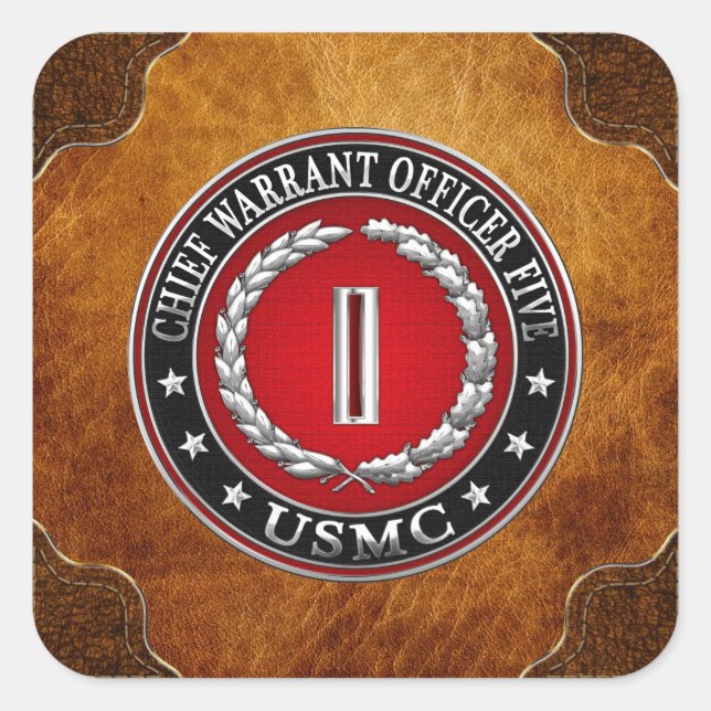 Sticker Carré Marines des États-Unis : Adjudant-chef cinq (Adjud (Devant)