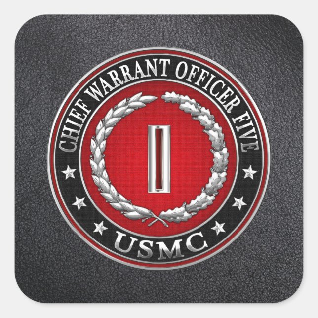 Sticker Carré Marines des États-Unis : Adjudant-chef cinq (Adjud (Devant)