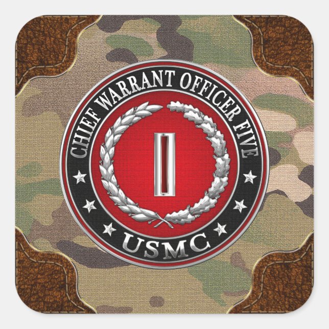Sticker Carré Marines des États-Unis : Adjudant-chef cinq (Adjud (Devant)