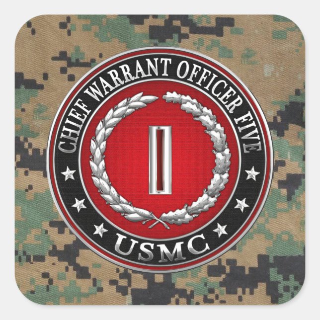 Sticker Carré Marines des États-Unis : Adjudant-chef cinq (Adjud (Devant)