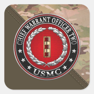 Sticker Carré Marines des États-Unis : Adjudant-chef no 2 de l'U