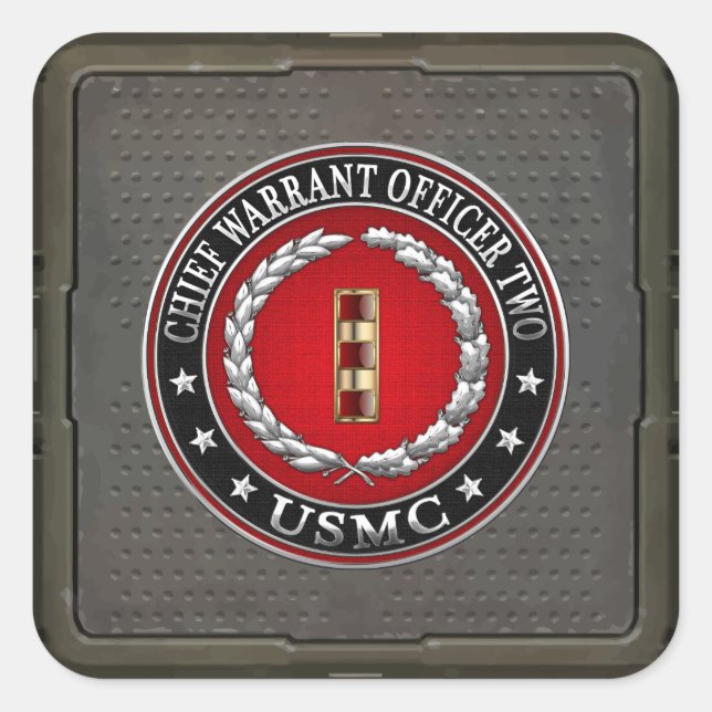 Sticker Carré Marines des États-Unis : Adjudant-chef no 2 de l'U (Devant)