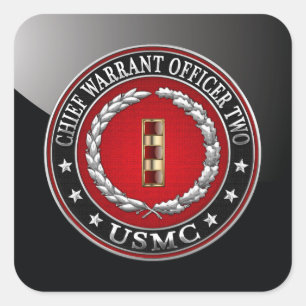 Sticker Carré Marines des États-Unis : Adjudant-chef no 2 de l'U
