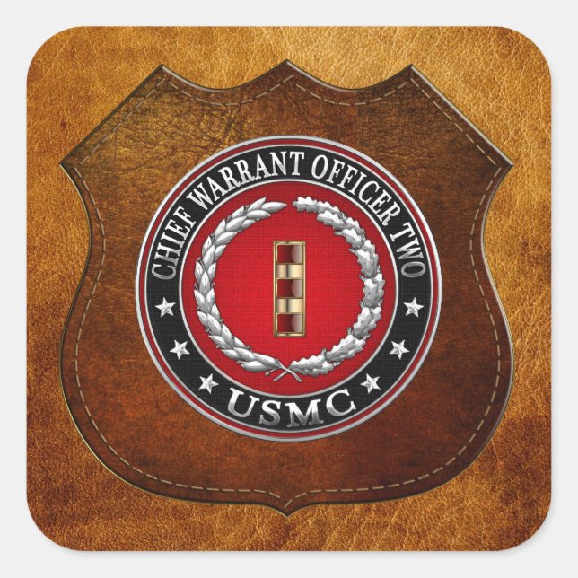 Sticker Carré Marines des États-Unis : Adjudant-chef no 2 de l'U (Devant)