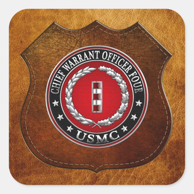Sticker Carré Marines des États-Unis : Adjudant-chef quatre (USM (Devant)