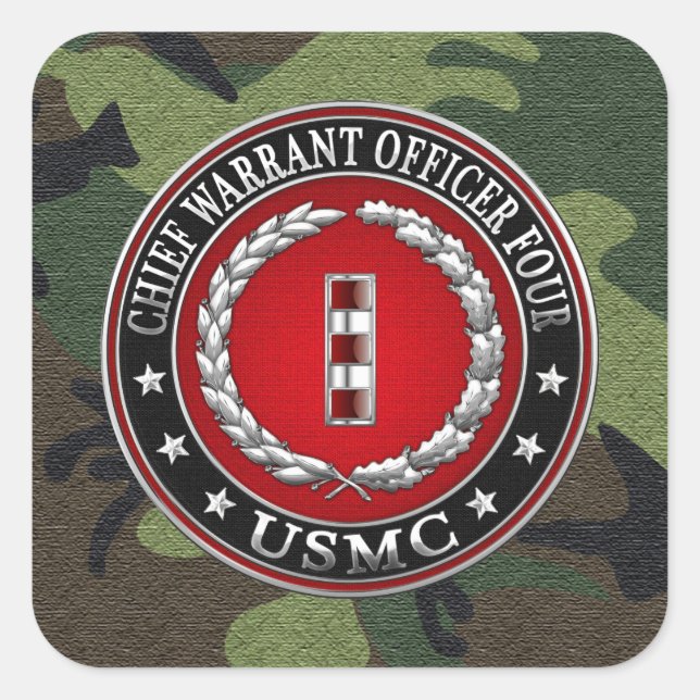 Sticker Carré Marines des États-Unis : Adjudant-chef quatre (USM (Devant)