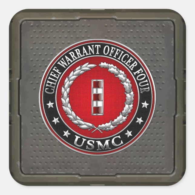 Sticker Carré Marines des États-Unis : Adjudant-chef quatre (USM (Devant)